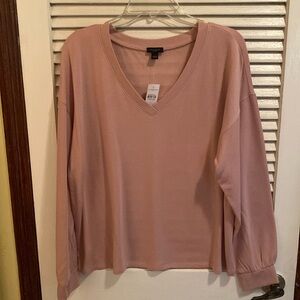 Ann Taylor - Soft V-Neck Sweater In Pink Sz L